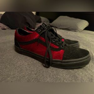 Vans Old Skool Velvet Parisian Night Black Cerise Red Shoes - Size 10